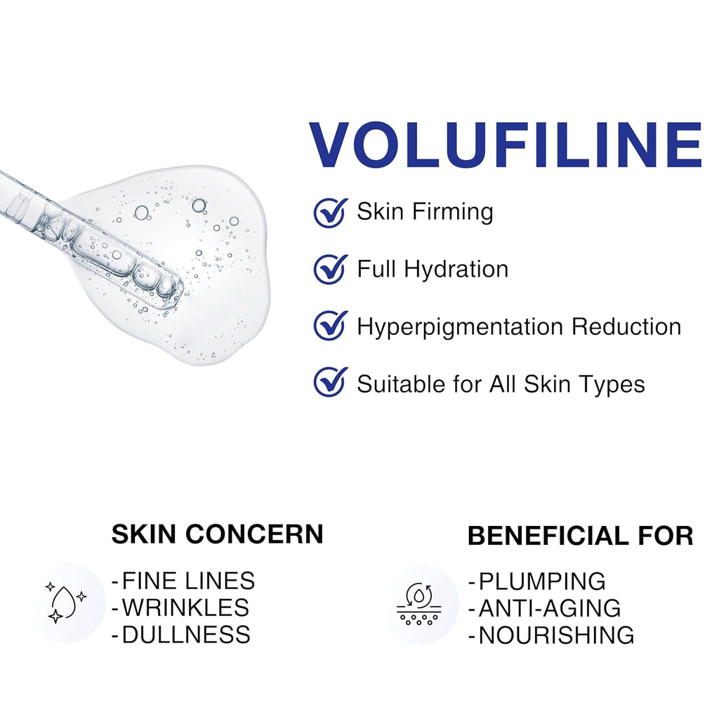 Volufiline 100% Concentrate Firming Serum for Sagging Skin – Face Tightening, Jawline & V-Line Contour Booster, Anti-Wrinkle Collagen Enhancer | Fast-Absorbing Mix-In Korean Skincare